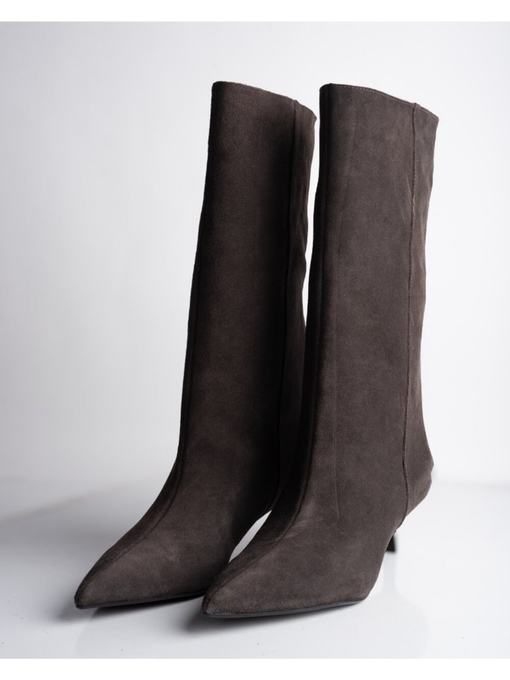 Zara Womens boots Suede Mid Calf Wide Leg Heeled Brown Sz US 8 EU 39 NWT - Picture 1 of 8